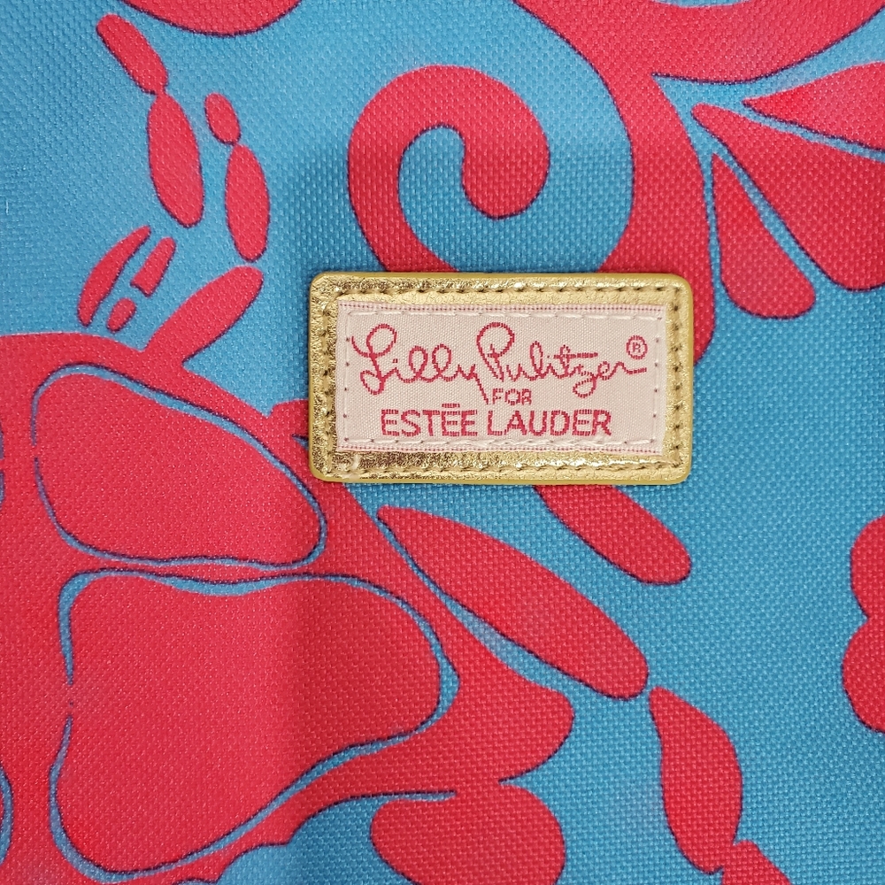 New Lilly Pulitzer Blue/Pink Tote Bag Shells Crab Beach Reusable Shopping - Picture 2 of 8